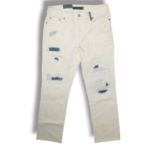 NWT Lauren Ralph Lauren White Patchwork Mid-rise Straight Leg Denim, Size 10